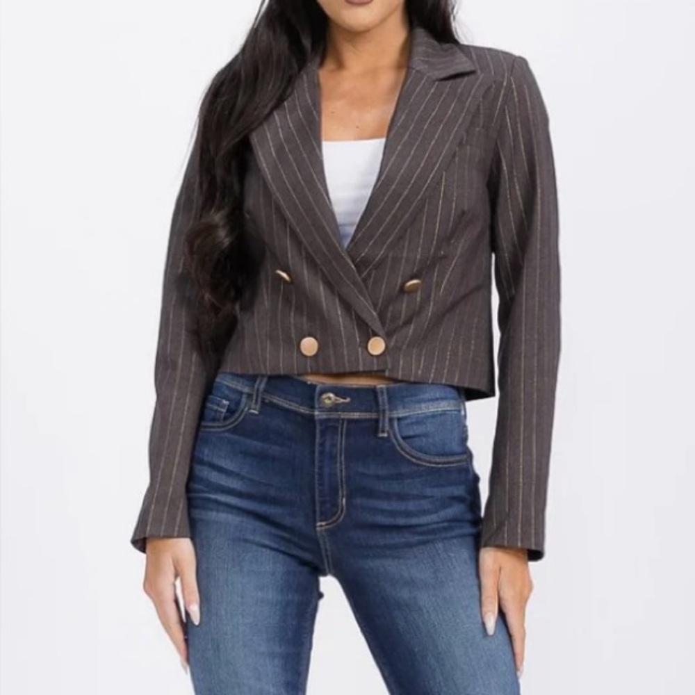 Women's Brown Pinstripe Blazer